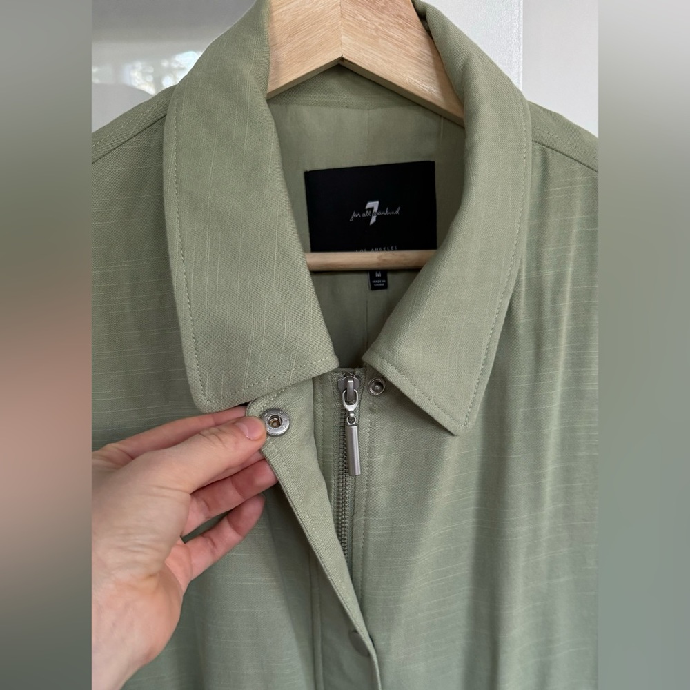 7 For all mankind, pastel green jacket size M beautiful embroidered sleeves - Picture 4 of 6